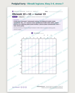 Obrazki logiczne (nonogramy), klasy 2–6 — 19 łamigłówek PDF z kluczem — podgląd karty, strona 7