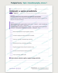 Opis i charakterystyka, klasy 4–6 — 11 kart pracy PDF z kluczem — podgląd karty, strona 1