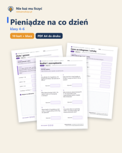 Pieniądze na co dzień, klasy 4–6 — 10 kart pracy PDF z kluczem — okładka