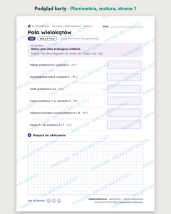 Planimetria, matura — 10 kart pracy PDF z kluczem — podgląd karty, strona 1