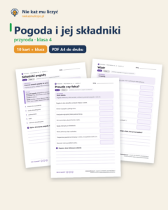 Pogoda i jej składniki, przyroda klasa 4 — 10 kart pracy PDF z kluczem — okładka