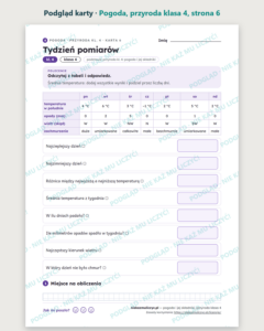 Pogoda i jej składniki, przyroda klasa 4 — 10 kart pracy PDF z kluczem — podgląd karty, strona 6