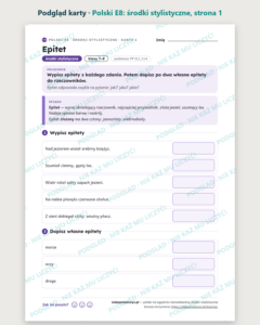 Polski na egzamin ósmoklasisty: środki stylistyczne — 16 kart PDF — podgląd karty, strona 1