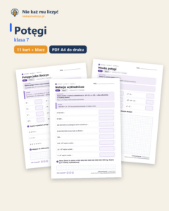Okładka: Potęgi, klasa 7 — 11 kart pracy PDF z kluczem