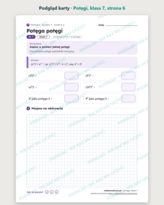 Potęgi, klasa 7 — 11 kart pracy PDF z kluczem — podgląd karty, strona 6