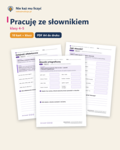 Pracuję ze słownikiem, klasy 4–5 — 10 kart pracy PDF z kluczem — okładka