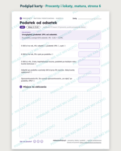 Procenty, lokaty i podatki, matura — 10 kart pracy PDF z kluczem — podgląd karty, strona 6