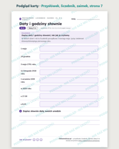 Przysłówek, liczebnik, zaimek, klasy 5–6 — 12 kart pracy PDF z kluczem — podgląd karty, strona 7