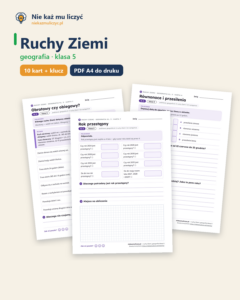 Ruchy Ziemi, geografia klasa 5 — 10 kart pracy PDF z kluczem — okładka