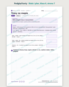 Skala i plan, klasa 6 — 12 kart pracy PDF z kluczem — podgląd karty, strona 7