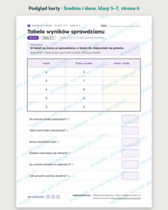 Średnia arytmetyczna i dane w tabelach, klasy 5–7 — 10 kart z kluczem — podgląd karty, strona 6