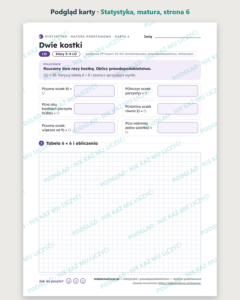 Statystyka i prawdopodobieństwo, matura — 10 kart pracy PDF z kluczem — podgląd karty, strona 6