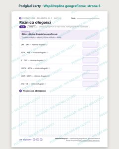 Współrzędne geograficzne, geografia klasa 5 — 10 kart pracy z kluczem — podgląd karty, strona 6