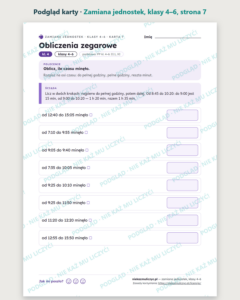 Zamiana jednostek, klasy 4–6 — 13 kart pracy PDF z kluczem — podgląd karty, strona 7