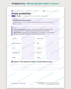 Zdrowy styl życia, przyroda klasa 4 — 10 kart pracy PDF z kluczem — podgląd karty, strona 1