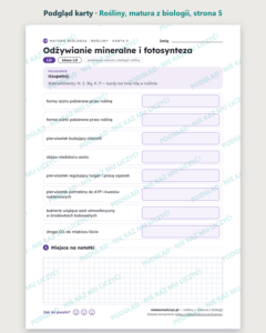 Rośliny — matura z biologii — 9 kart PDF z kluczem — podgląd karty, strona 5