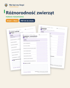 Różnorodność zwierząt — matura z biologii — 8 kart PDF z kluczem — okładka
