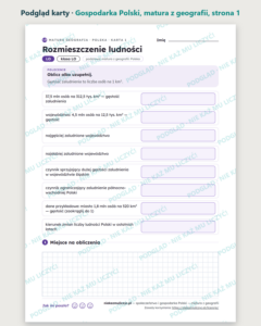 Społeczeństwo i gospodarka Polski, matura z geografii — 10 kart PDF — podgląd karty, strona 1