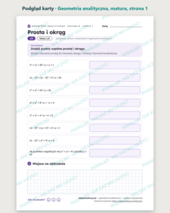 Geometria analityczna — matura z matematyki — 7 kart PDF z kluczem — podgląd karty, strona 1
