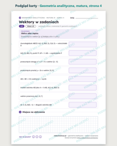 Geometria analityczna — matura z matematyki — 7 kart PDF z kluczem — podgląd karty, strona 4