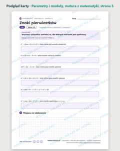 Parametry i wartość bezwzględna, matura z matematyki — 8 kart PDF — podgląd karty, strona 5