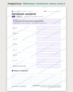 Wielomiany i nierówności — matura z matematyki — 8 kart PDF z kluczem — podgląd karty, strona 5