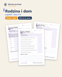 Rodzina i dom, angielski klasy 4–6 — 10 kart pracy PDF z kluczem — okładka