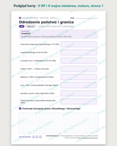 II Rzeczpospolita i II wojna światowa, matura z historii — 12 kart PDF — podgląd karty, strona 1
