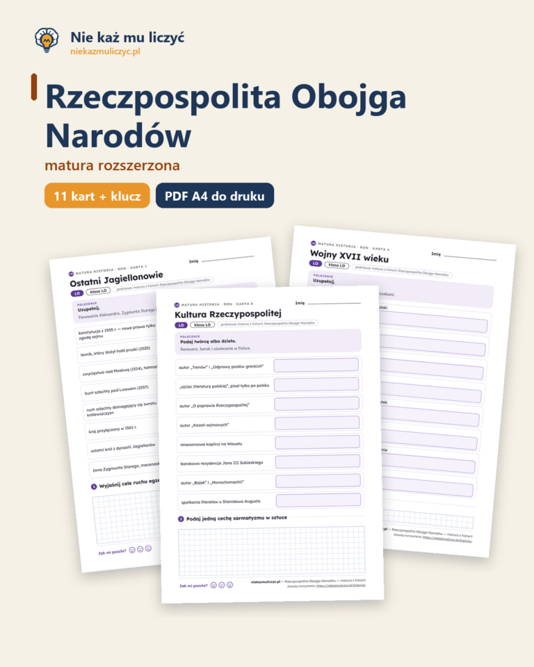 Rzeczpospolita Obojga Narodów, matura z historii — 11 kart PDF — okładka