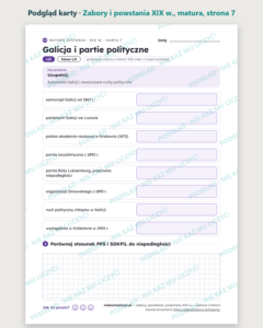 Zabory i powstania XIX w., matura z historii — 12 kart PDF z kluczem — podgląd karty, strona 7
