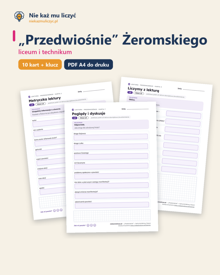 „Przedwiośnie” Żeromskiego — karty do lektury, liceum, 10 kart PDF — okładka