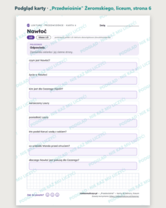 „Przedwiośnie” Żeromskiego — karty do lektury, liceum, 10 kart PDF — podgląd karty, strona 6