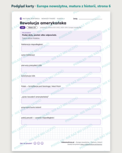 Europa nowożytna, matura z historii — 10 kart PDF z kluczem — podgląd karty, strona 6