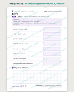 Pochodne węglowodorów, chemia klasa 8 — 10 kart PDF z kluczem — podgląd karty, strona 6