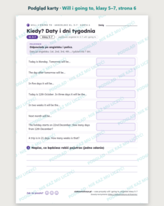 Czas przyszły will i going to, angielski klasy 5–7 — 10 kart PDF — podgląd karty, strona 6