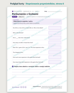 Stopniowanie przymiotników, angielski klasy 4–6 — 10 kart PDF — podgląd karty, strona 6