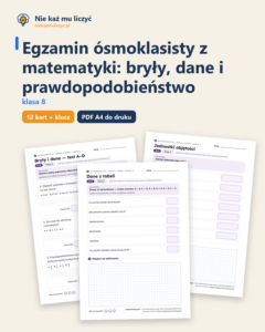 E8 z matematyki: bryły, dane, prawdopodobieństwo — 12 kart PDF — okładka