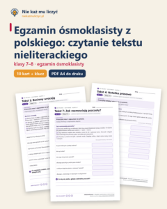 E8 z polskiego: czytanie tekstu nieliterackiego — 10 kart z kluczem — okładka