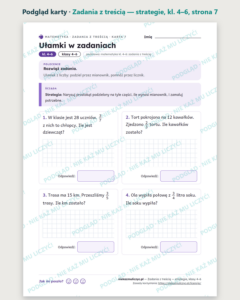 Zadania z treścią — strategie, kl. 4–6 — 12 kart PDF z kluczem — podgląd karty, strona 7
