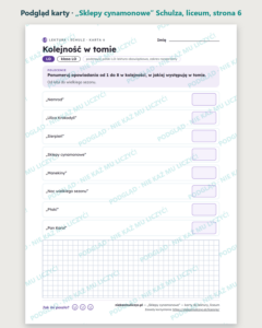 „Sklepy cynamonowe” Schulza — karty do lektury, liceum, 10 kart PDF — podgląd karty, strona 6