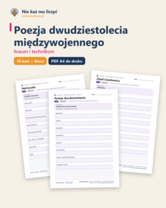 Poezja dwudziestolecia międzywojennego — karty do lektury, liceum — okładka
