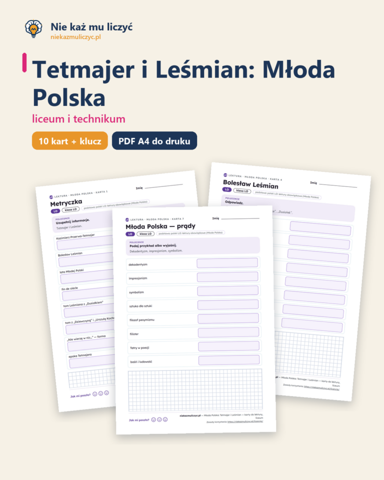 Tetmajer i Leśmian: Młoda Polska — karty do lektury, liceum — okładka