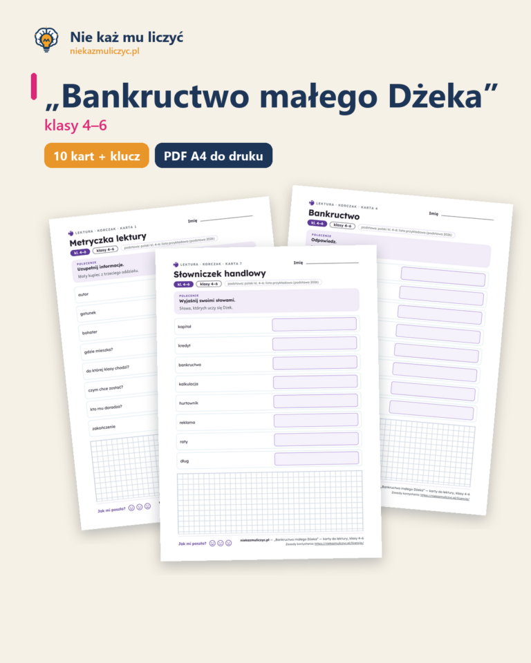„Bankructwo małego Dżeka” — karty do lektury, klasy 4–6, 10 kart PDF — okładka