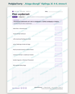 „Księga dżungli” Kiplinga — karty do lektury, klasy 4–6, 10 kart PDF — podgląd karty, strona 6