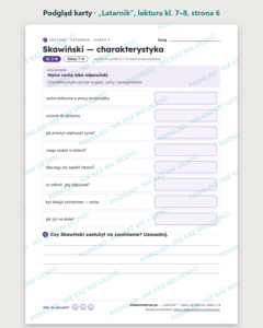 „Latarnik”, lektura kl. 7–8 — 10 kart pracy PDF z kluczem — podgląd karty, strona 6