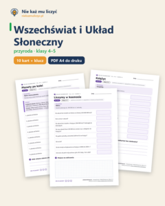Wszechświat i Układ Słoneczny, kl. 4–5 — 10 kart pracy PDF z kluczem — okładka