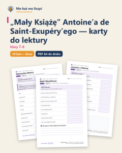 „Mały Książę”, lektura kl. 7–8 — 10 kart pracy PDF z kluczem — okładka