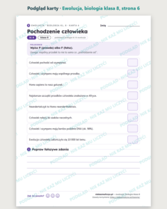 Ewolucja, biologia klasa 8 — 10 kart pracy PDF z kluczem — podgląd karty, strona 6