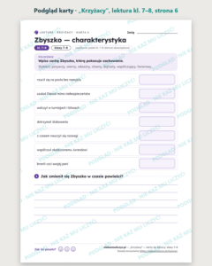„Krzyżacy”, lektura kl. 7–8 — 10 kart pracy PDF z kluczem — podgląd karty, strona 6