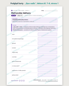 „Quo vadis”, lektura kl. 7–8 — 10 kart pracy PDF z kluczem — podgląd karty, strona 1
